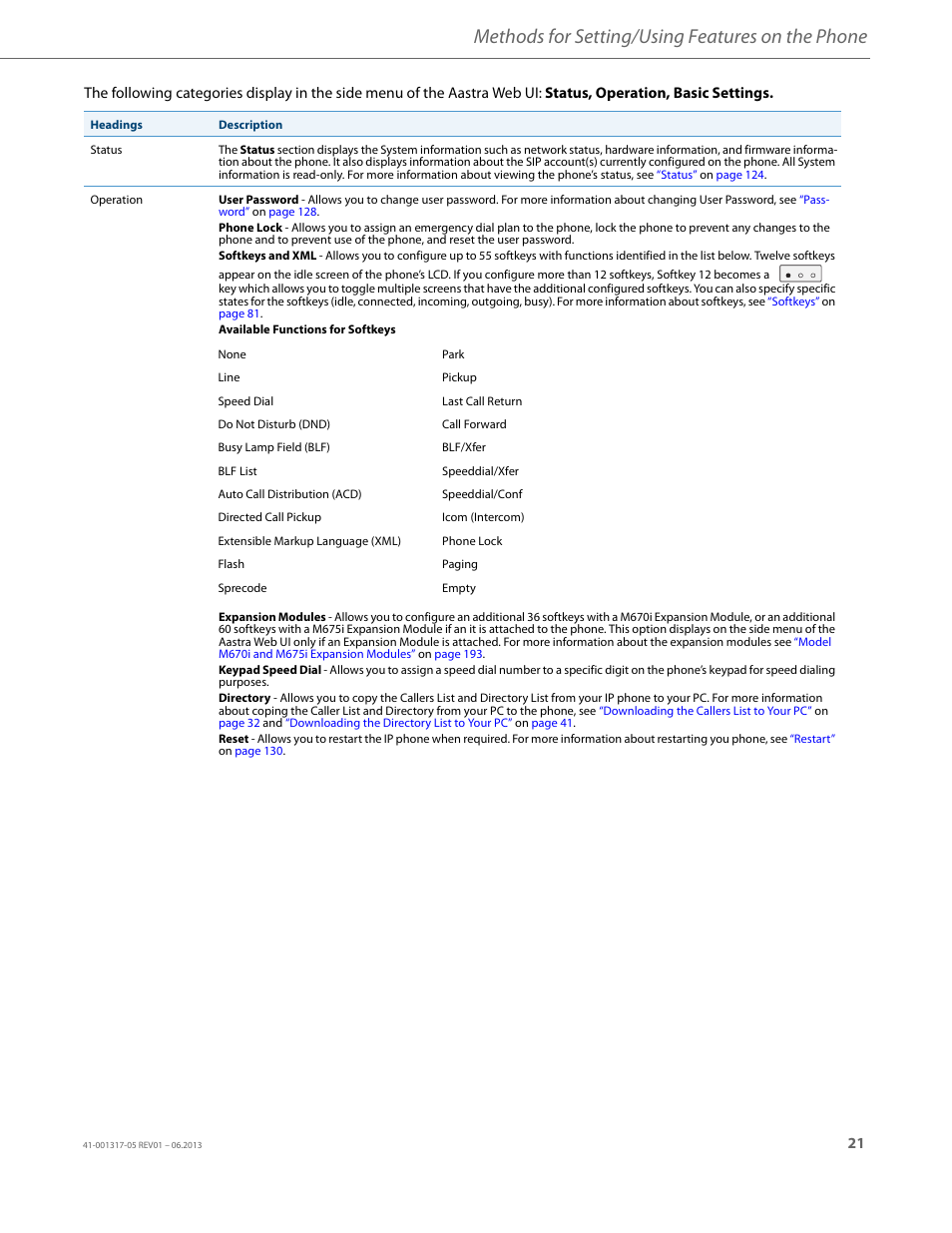 Methods for setting/using features on the phone | AASTRA 6739i User Guide EN User Manual | Page 27 / 214