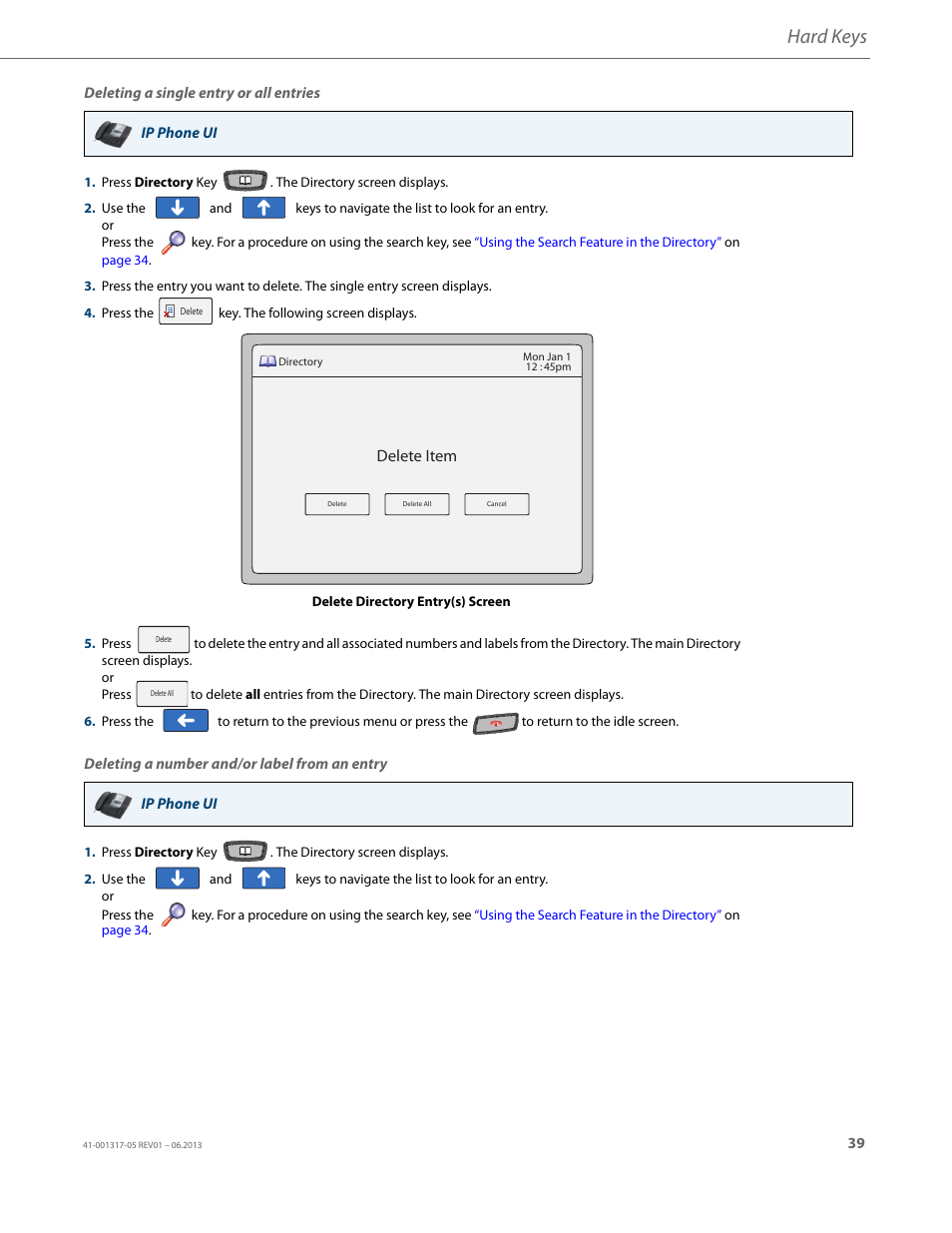 Hard keys | AASTRA 6739i User Guide EN User Manual | Page 45 / 214