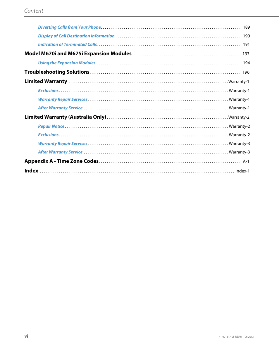 Content | AASTRA 6739i User Guide EN User Manual | Page 6 / 214