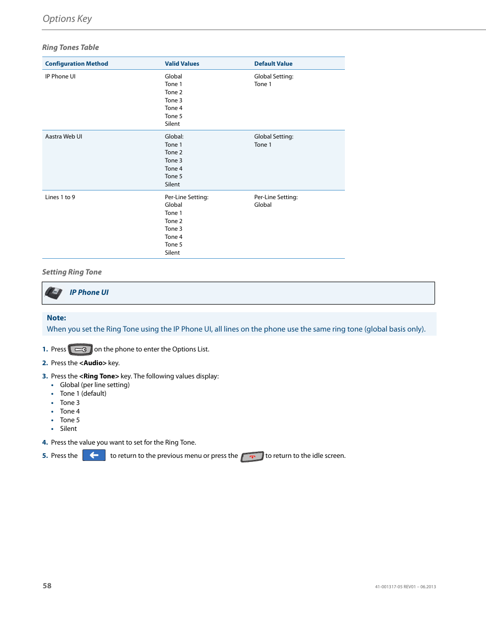 Options key | AASTRA 6739i User Guide EN User Manual | Page 64 / 214