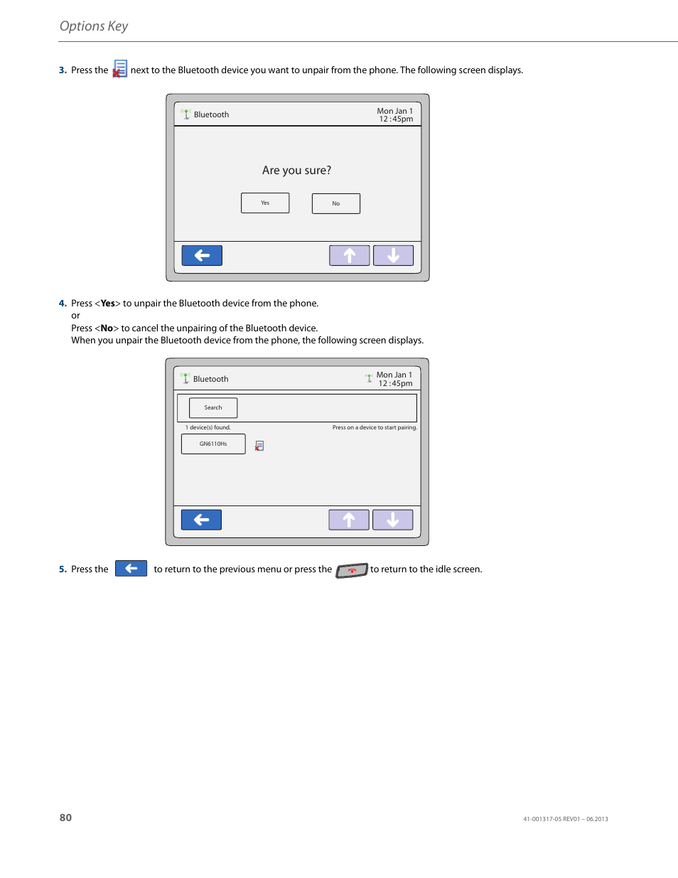 Options key, Are you sure | AASTRA 6739i User Guide EN User Manual | Page 86 / 214