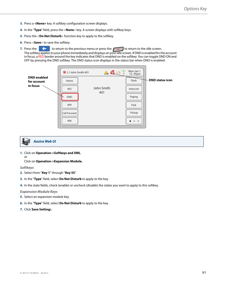 Options key | AASTRA 6739i User Guide EN User Manual | Page 97 / 214