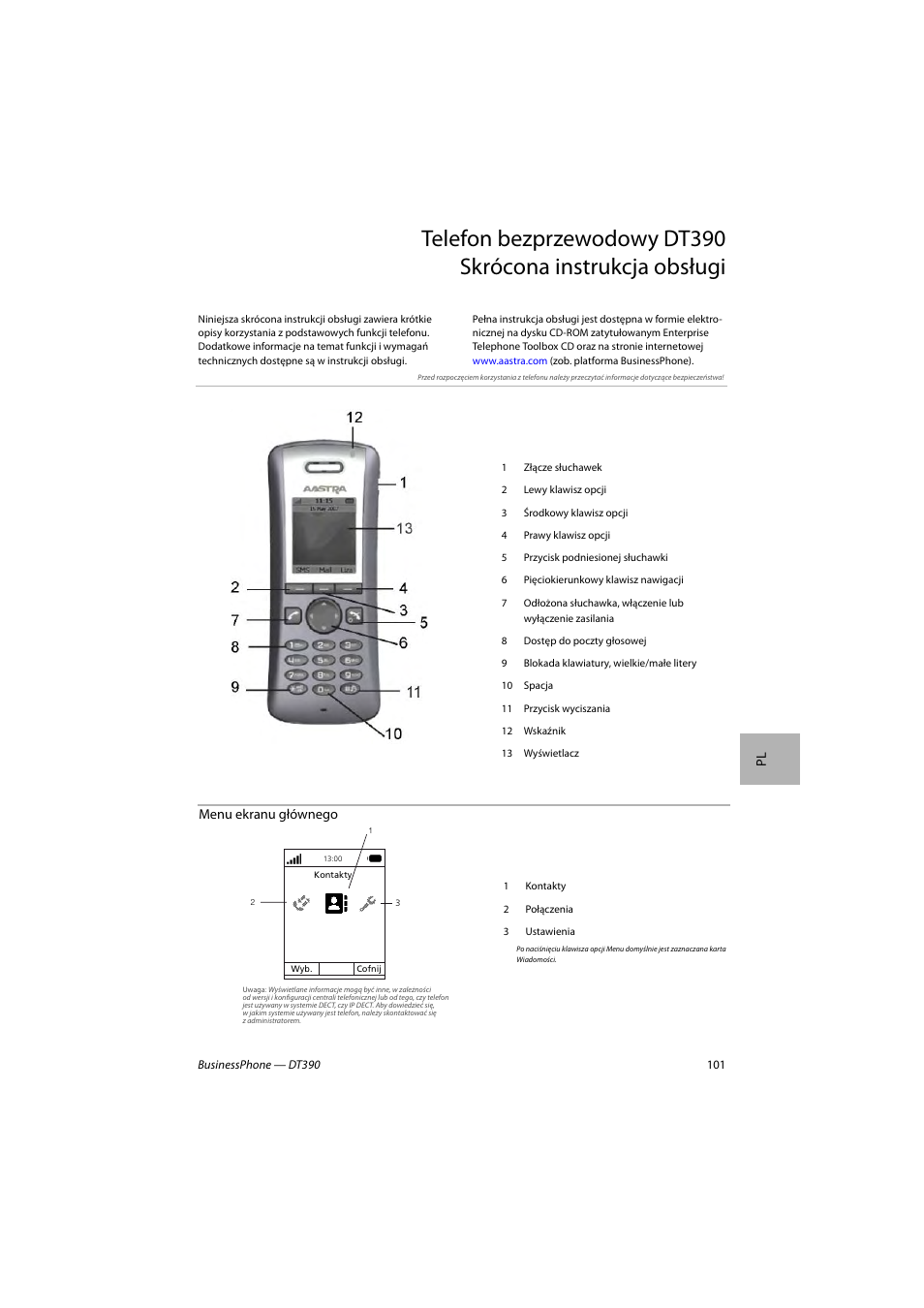 AASTRA DT390 for BusinessPhone Quick Reference Guide User Manual | Page 101 / 160