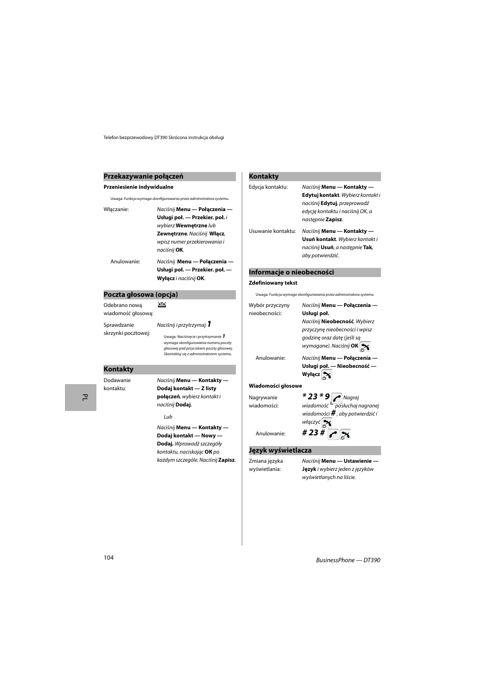 AASTRA DT390 for BusinessPhone Quick Reference Guide User Manual | Page 104 / 160