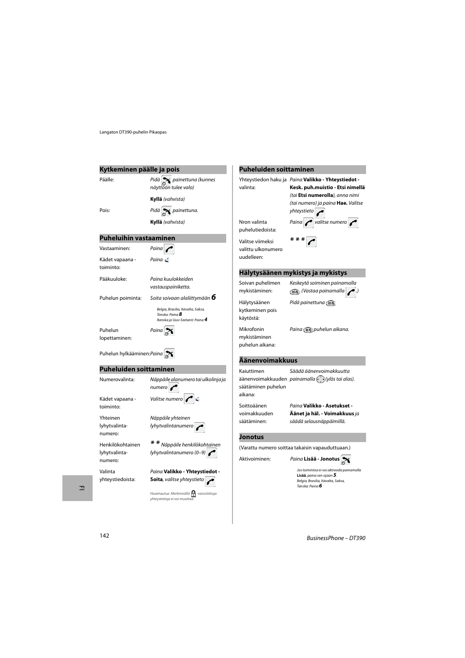 AASTRA DT390 for BusinessPhone Quick Reference Guide User Manual | Page 142 / 160