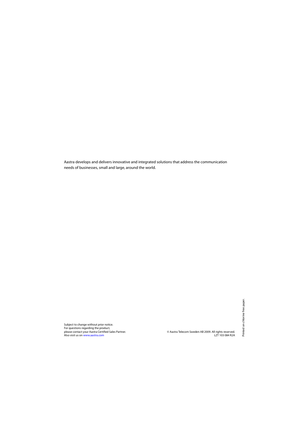 AASTRA DT390 for BusinessPhone Quick Reference Guide User Manual | Page 160 / 160