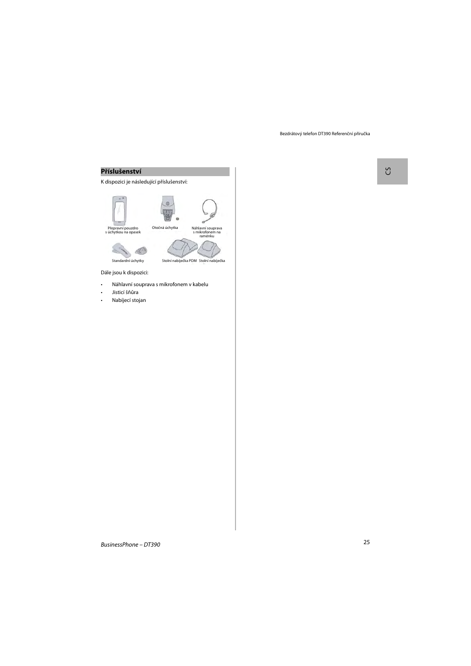 Cs příslušenství | AASTRA DT390 for BusinessPhone Quick Reference Guide User Manual | Page 25 / 160