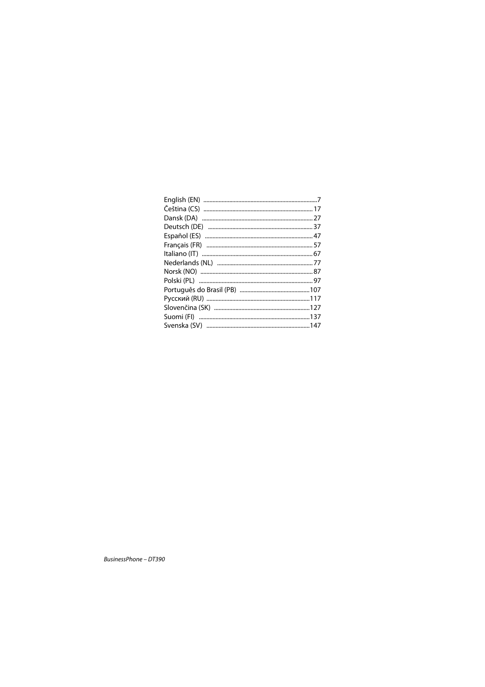 AASTRA DT390 for BusinessPhone Quick Reference Guide User Manual | Page 3 / 160