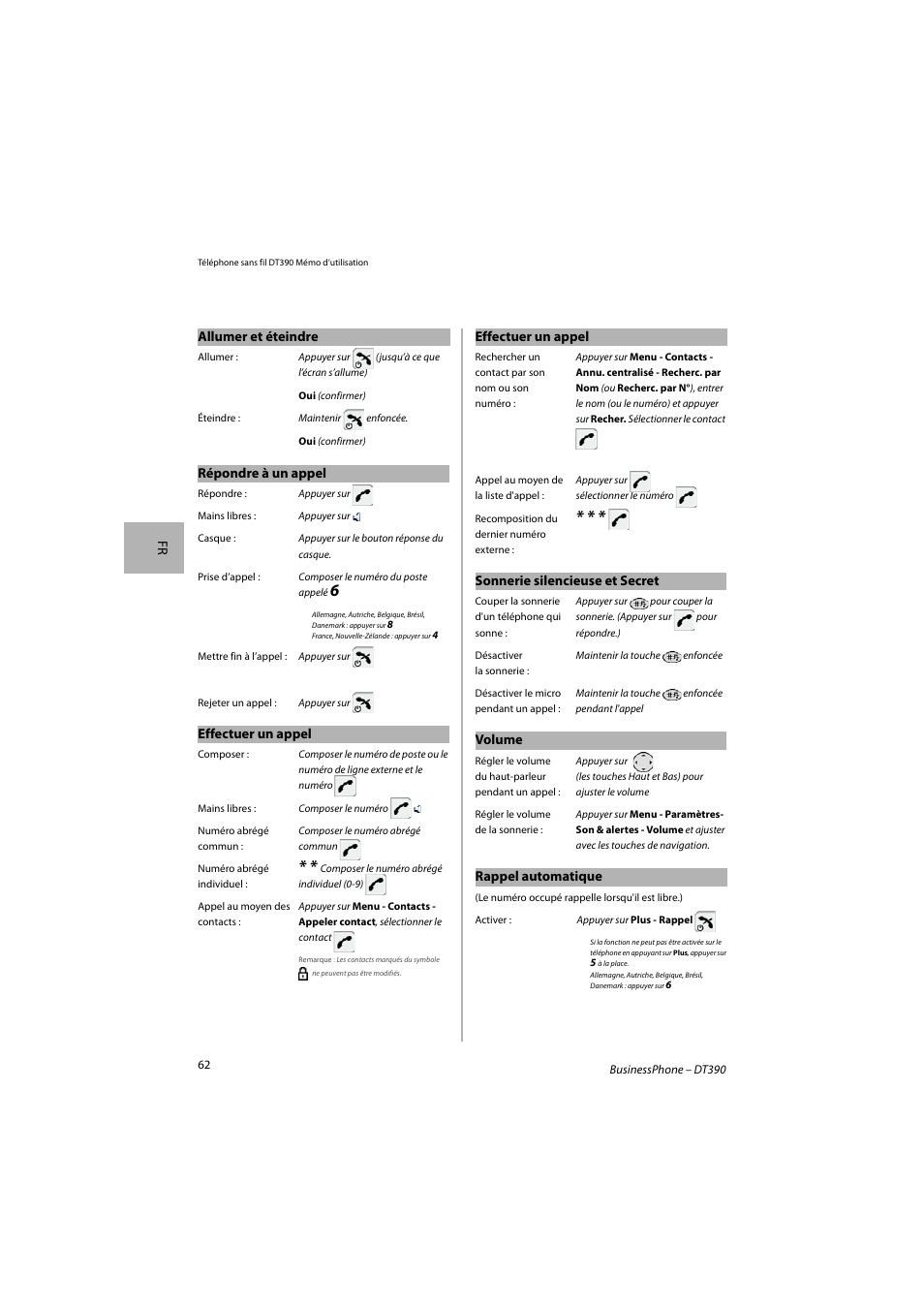 AASTRA DT390 for BusinessPhone Quick Reference Guide User Manual | Page 62 / 160