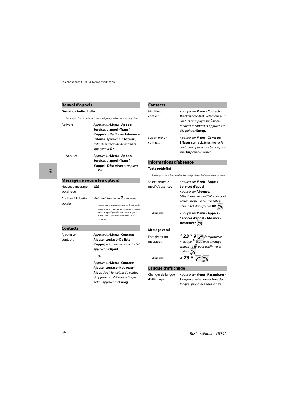 AASTRA DT390 for BusinessPhone Quick Reference Guide User Manual | Page 64 / 160