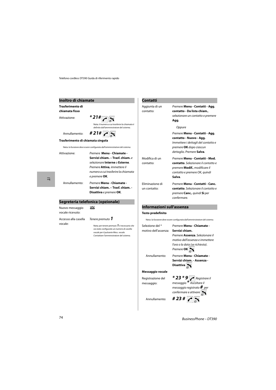 AASTRA DT390 for BusinessPhone Quick Reference Guide User Manual | Page 74 / 160