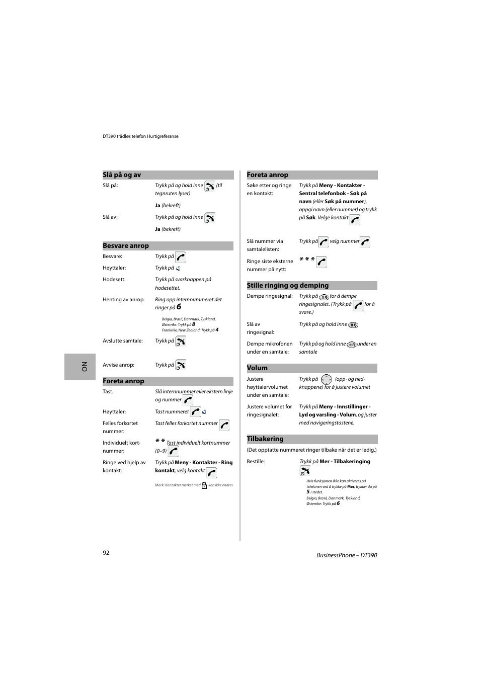 AASTRA DT390 for BusinessPhone Quick Reference Guide User Manual | Page 92 / 160