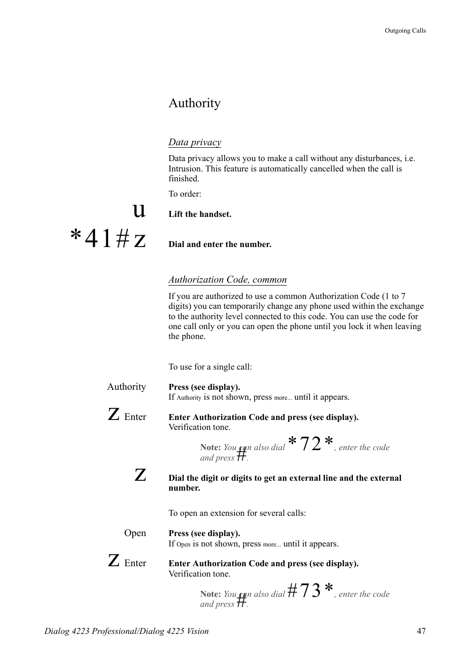 Authority, 41# z | AASTRA 4225 Vision for MX-ONE (TSE) User Guide EN User Manual | Page 47 / 132