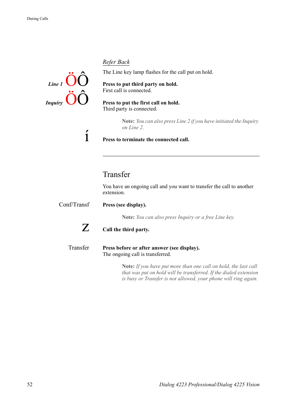 Transfer | AASTRA 4225 Vision for MX-ONE (TSE) User Guide EN User Manual | Page 52 / 132