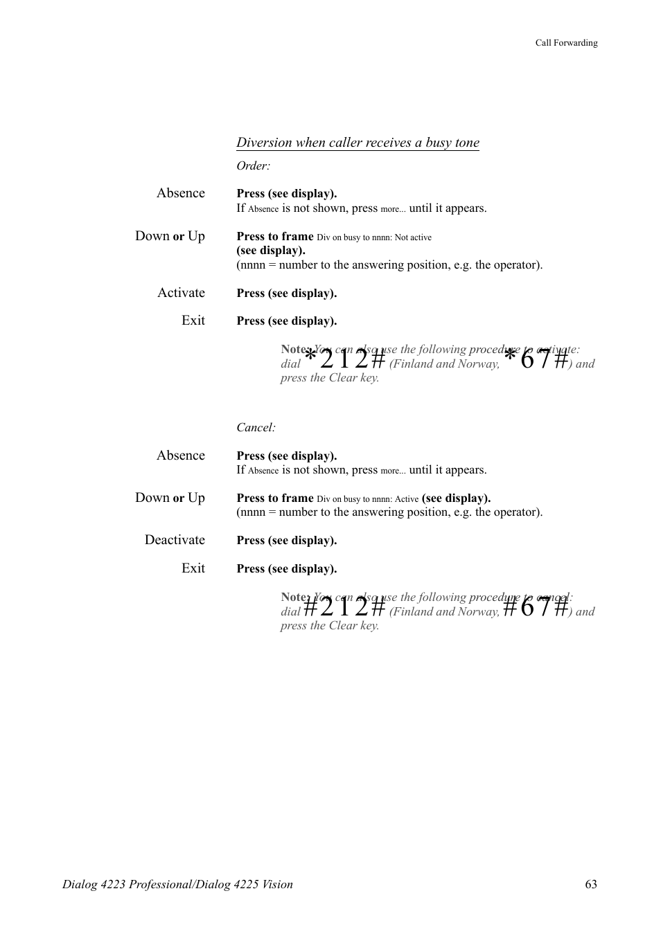 AASTRA 4225 Vision for MX-ONE (TSE) User Guide EN User Manual | Page 63 / 132