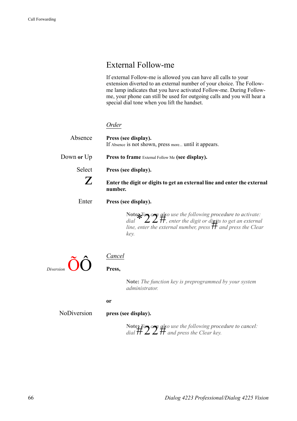 External follow-me | AASTRA 4225 Vision for MX-ONE (TSE) User Guide EN User Manual | Page 66 / 132