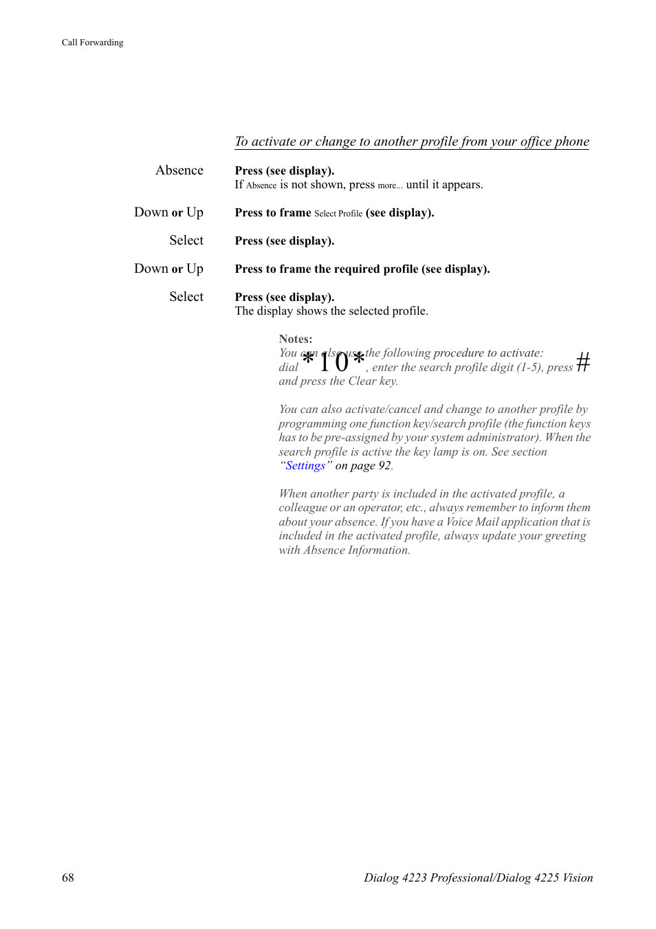 AASTRA 4225 Vision for MX-ONE (TSE) User Guide EN User Manual | Page 68 / 132