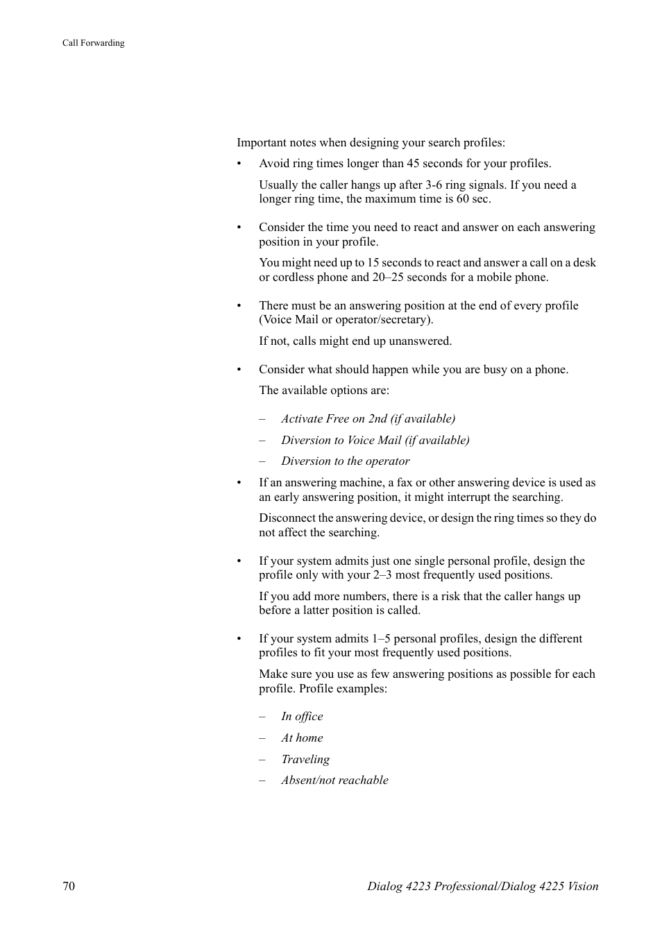 AASTRA 4225 Vision for MX-ONE (TSE) User Guide EN User Manual | Page 70 / 132