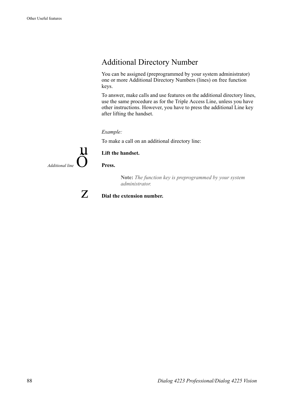 Additional directory number | AASTRA 4225 Vision for MX-ONE (TSE) User Guide EN User Manual | Page 88 / 132