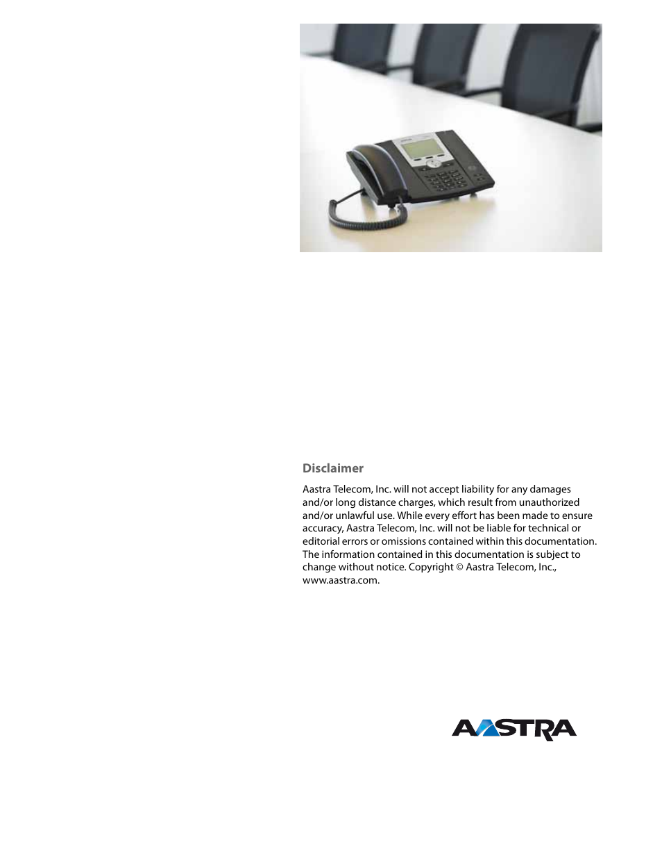 Disclaimer | AASTRA 6725ip User Guide EN User Manual | Page 16 / 16