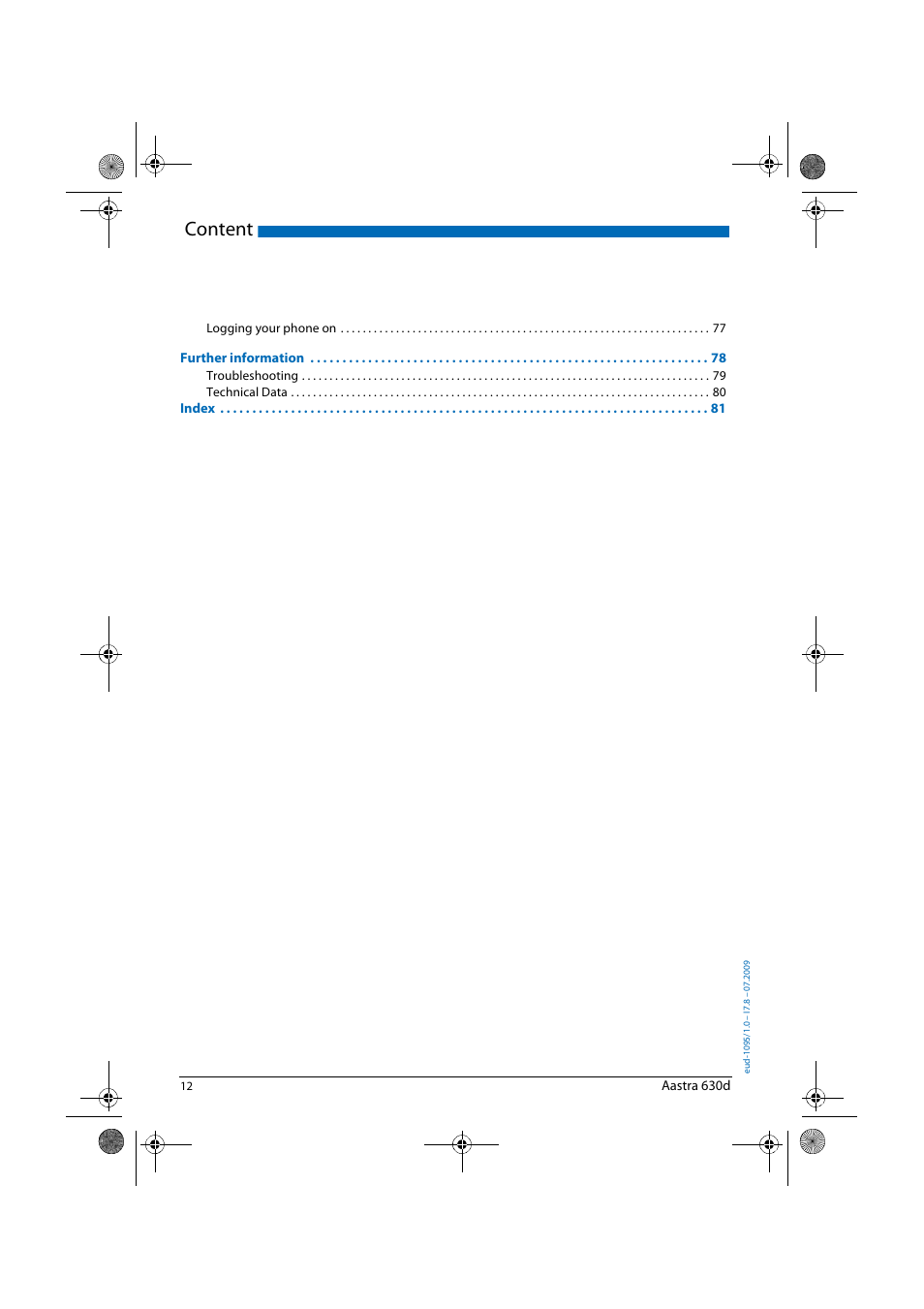 Content | AASTRA 630d for Aastra IntelliGate User Guide EN User Manual | Page 12 / 84