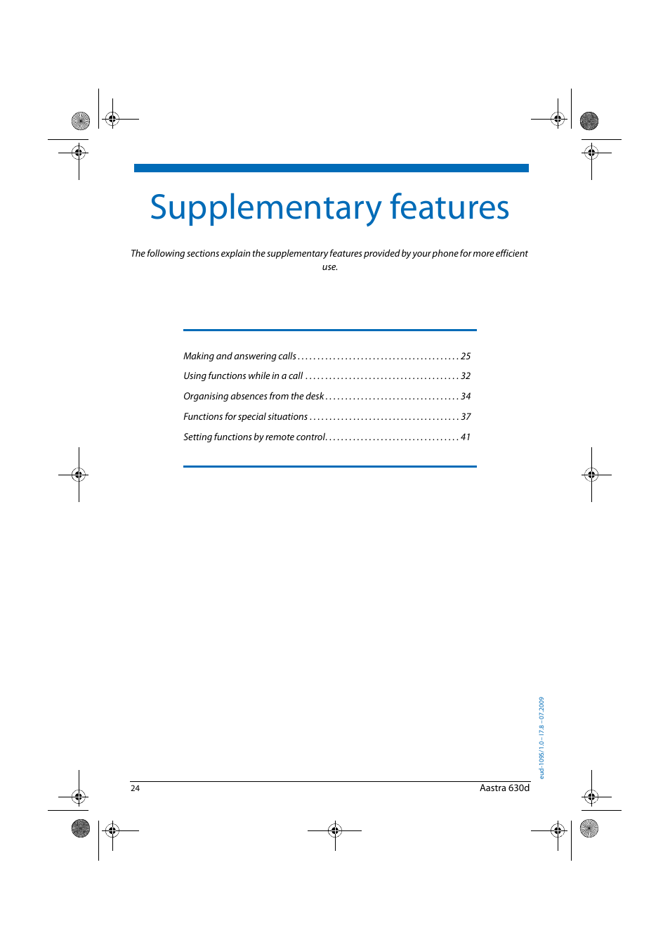 Supplementary features | AASTRA 630d for Aastra IntelliGate User Guide EN User Manual | Page 24 / 84