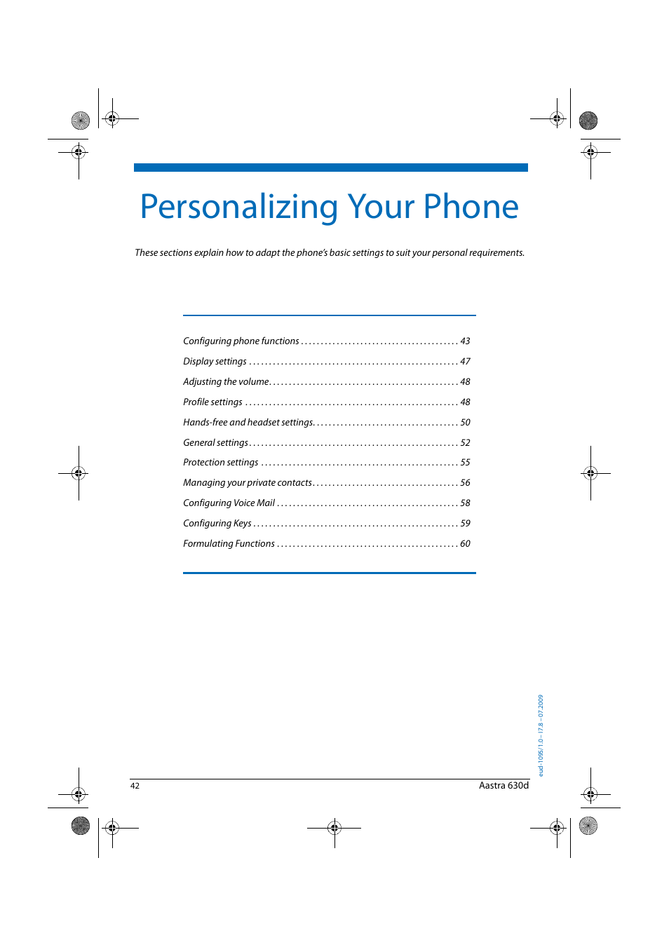 Personalizing your phone | AASTRA 630d for Aastra IntelliGate User Guide EN User Manual | Page 42 / 84