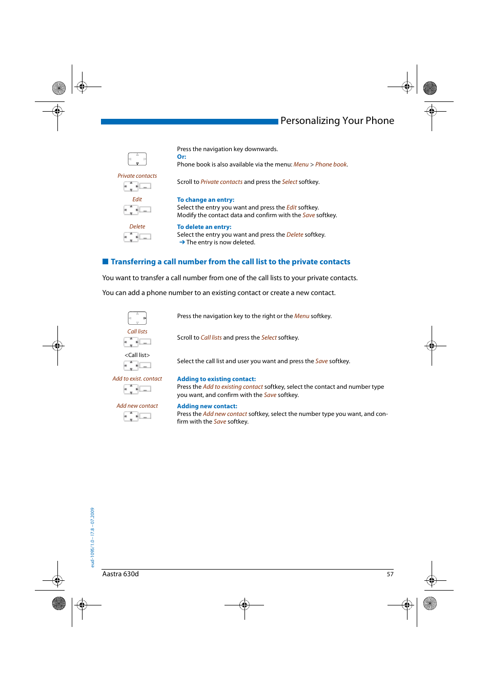 Personalizing your phone | AASTRA 630d for Aastra IntelliGate User Guide EN User Manual | Page 57 / 84