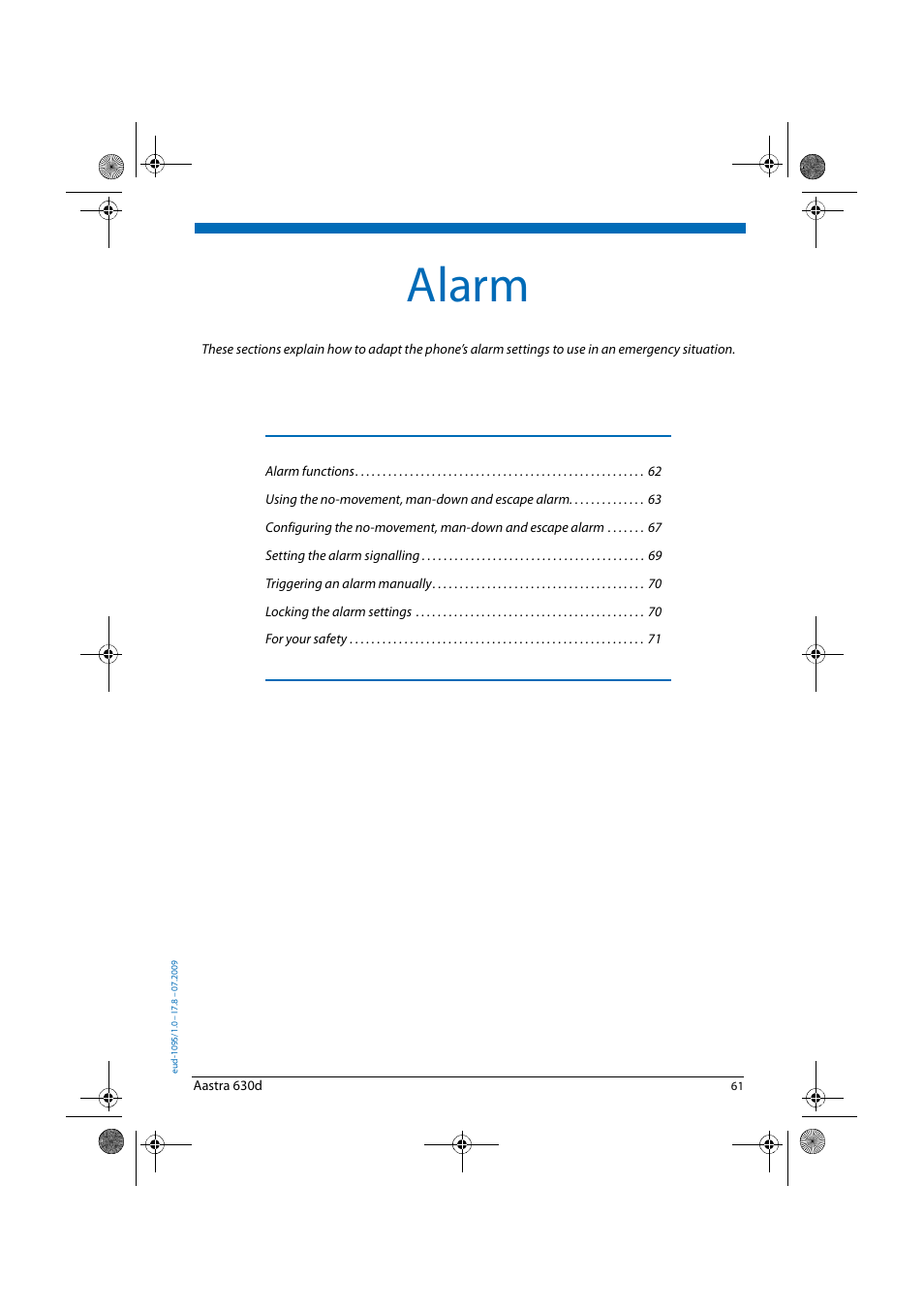 Alarm | AASTRA 630d for Aastra IntelliGate User Guide EN User Manual | Page 61 / 84