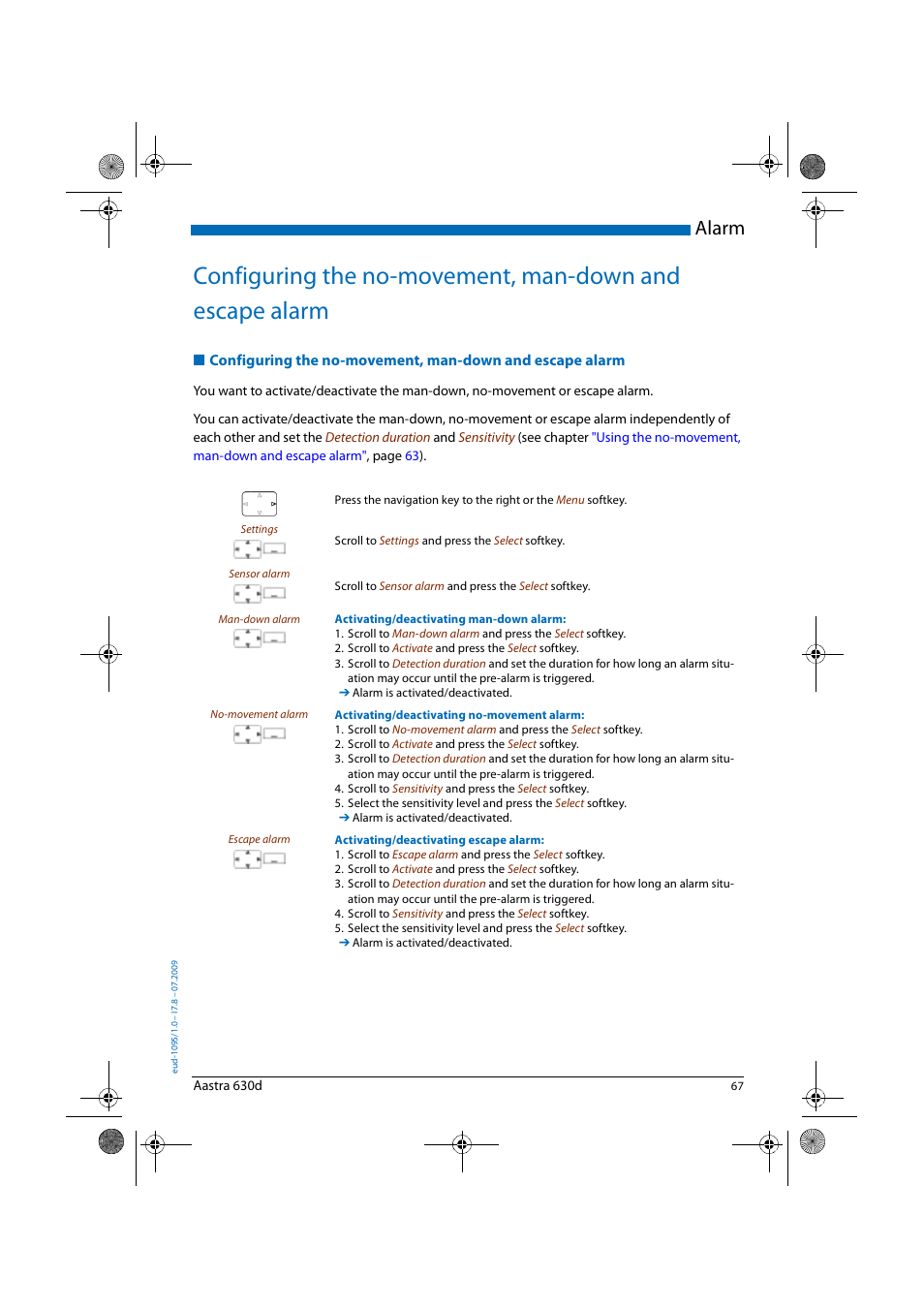Alarm | AASTRA 630d for Aastra IntelliGate User Guide EN User Manual | Page 67 / 84