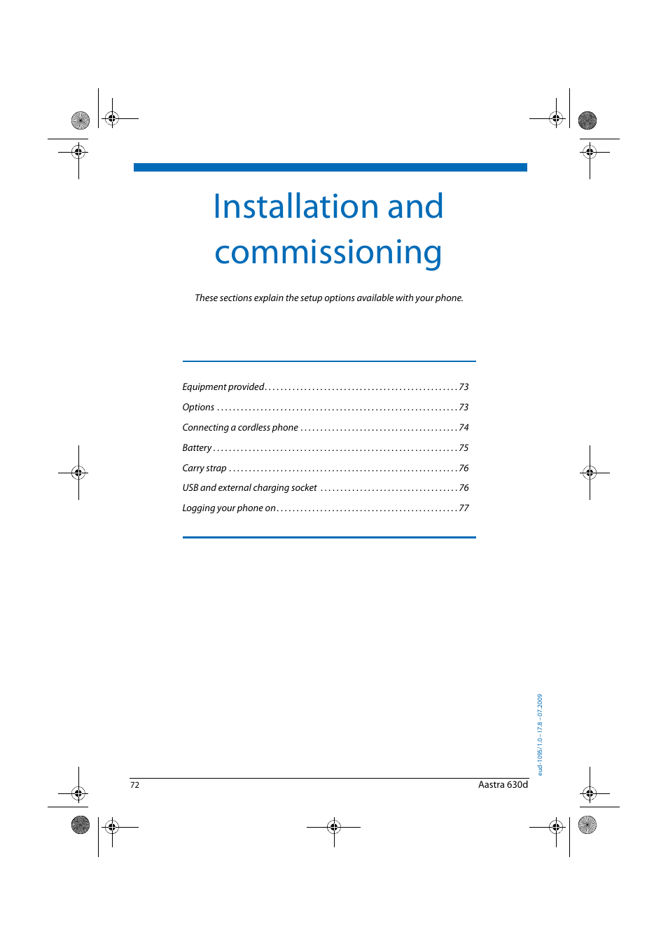 Installation and commissioning | AASTRA 630d for Aastra IntelliGate User Guide EN User Manual | Page 72 / 84