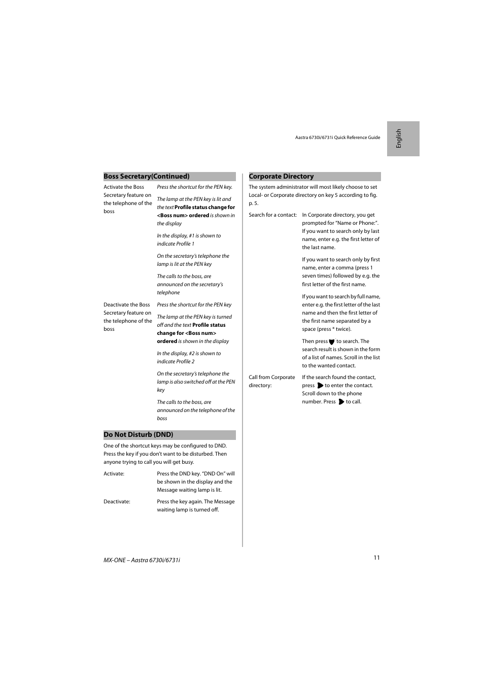 AASTRA 6731i for MX-ONE Quick Reference Guide EN User Manual | Page 11 / 13