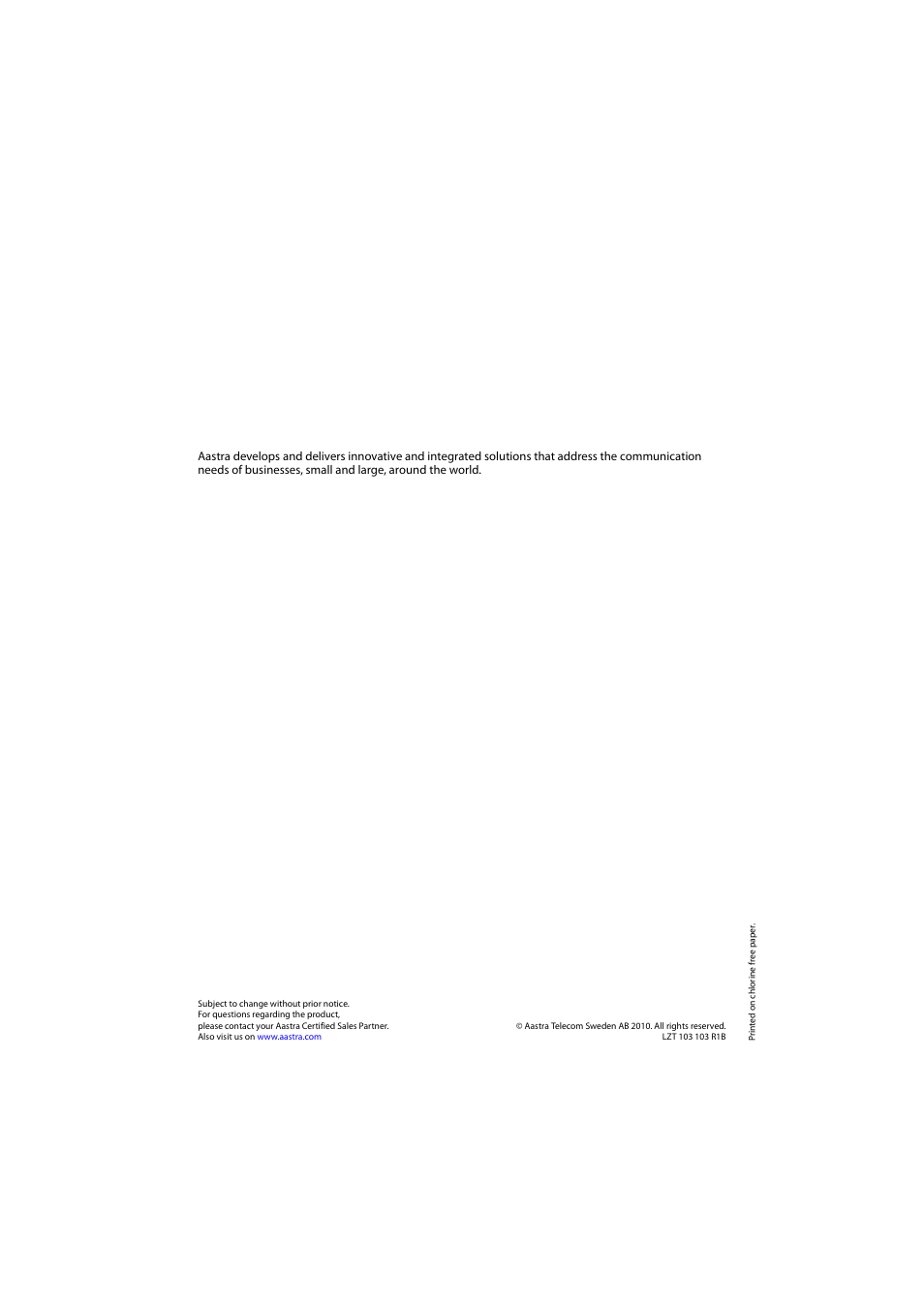 AASTRA 6731i for MX-ONE Quick Reference Guide EN User Manual | Page 13 / 13