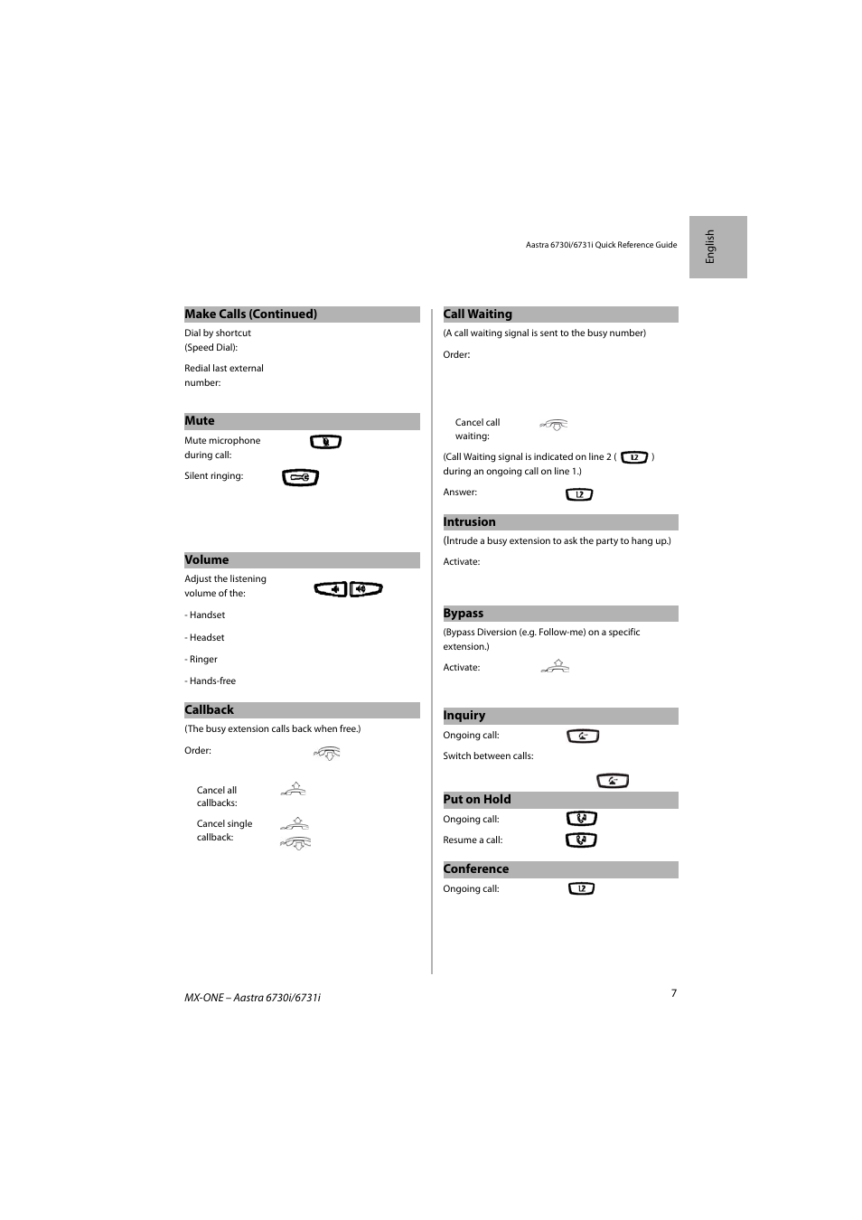 AASTRA 6731i for MX-ONE Quick Reference Guide EN User Manual | Page 7 / 13