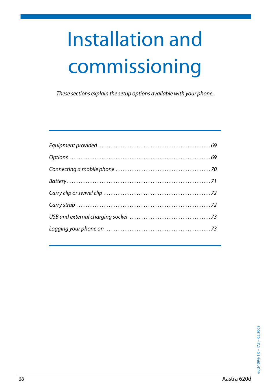 Installation and commissioning | AASTRA 620d for Aastra IntelliGate User Guide EN User Manual | Page 68 / 81