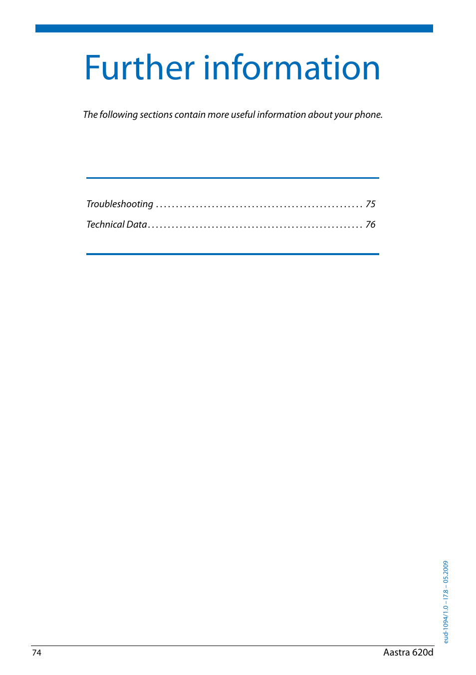 Further information | AASTRA 620d for Aastra IntelliGate User Guide EN User Manual | Page 74 / 81