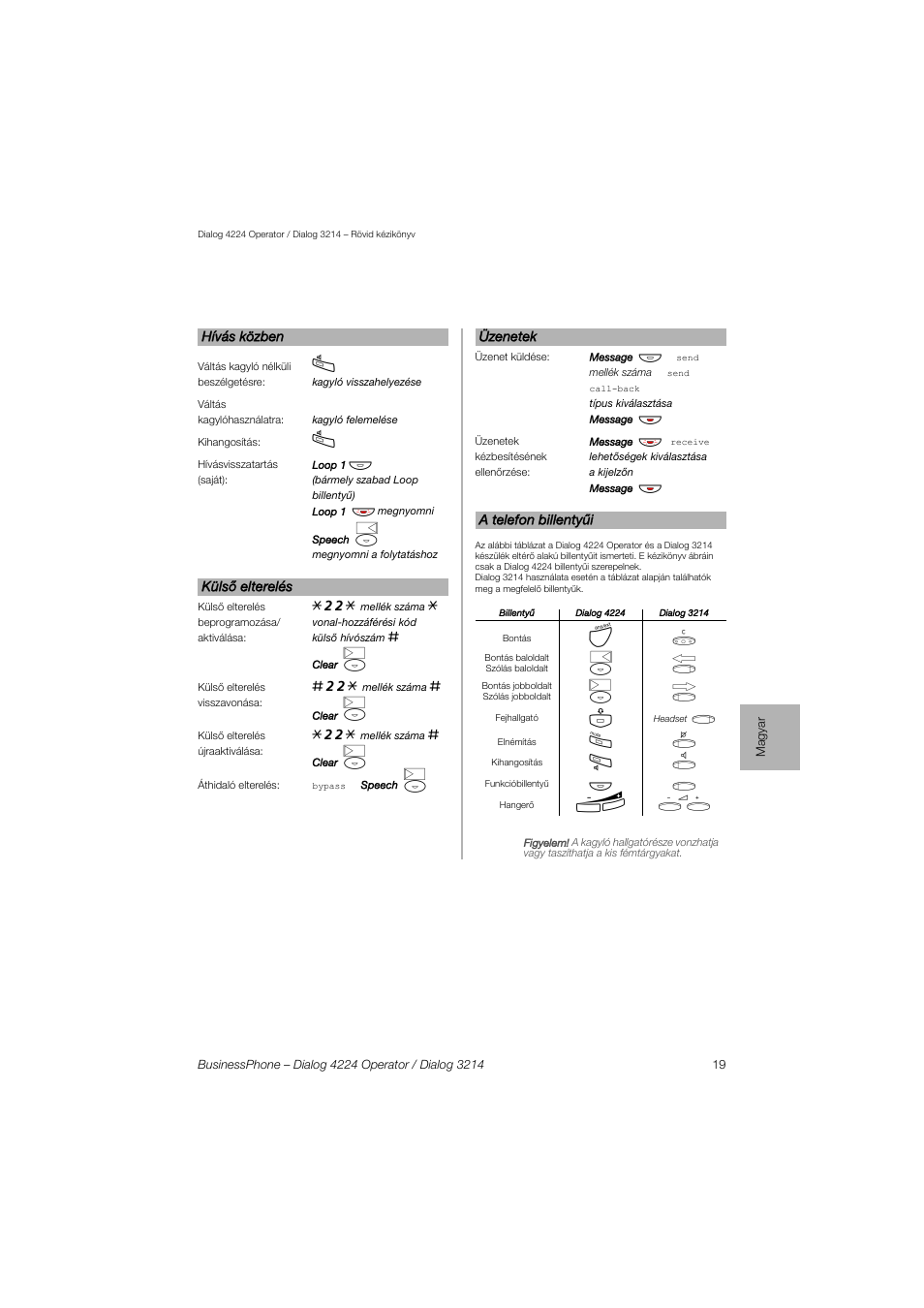 AASTRA 4224 Operator for BusinessPhone Quick Reference Guide User Manual | Page 19 / 40