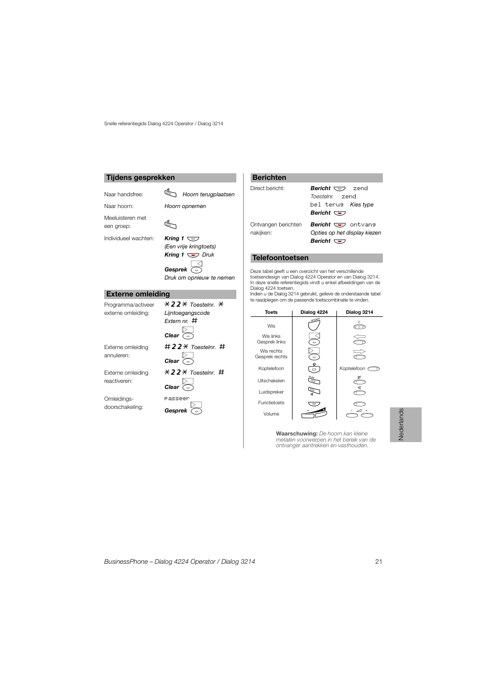 AASTRA 4224 Operator for BusinessPhone Quick Reference Guide User Manual | Page 21 / 40