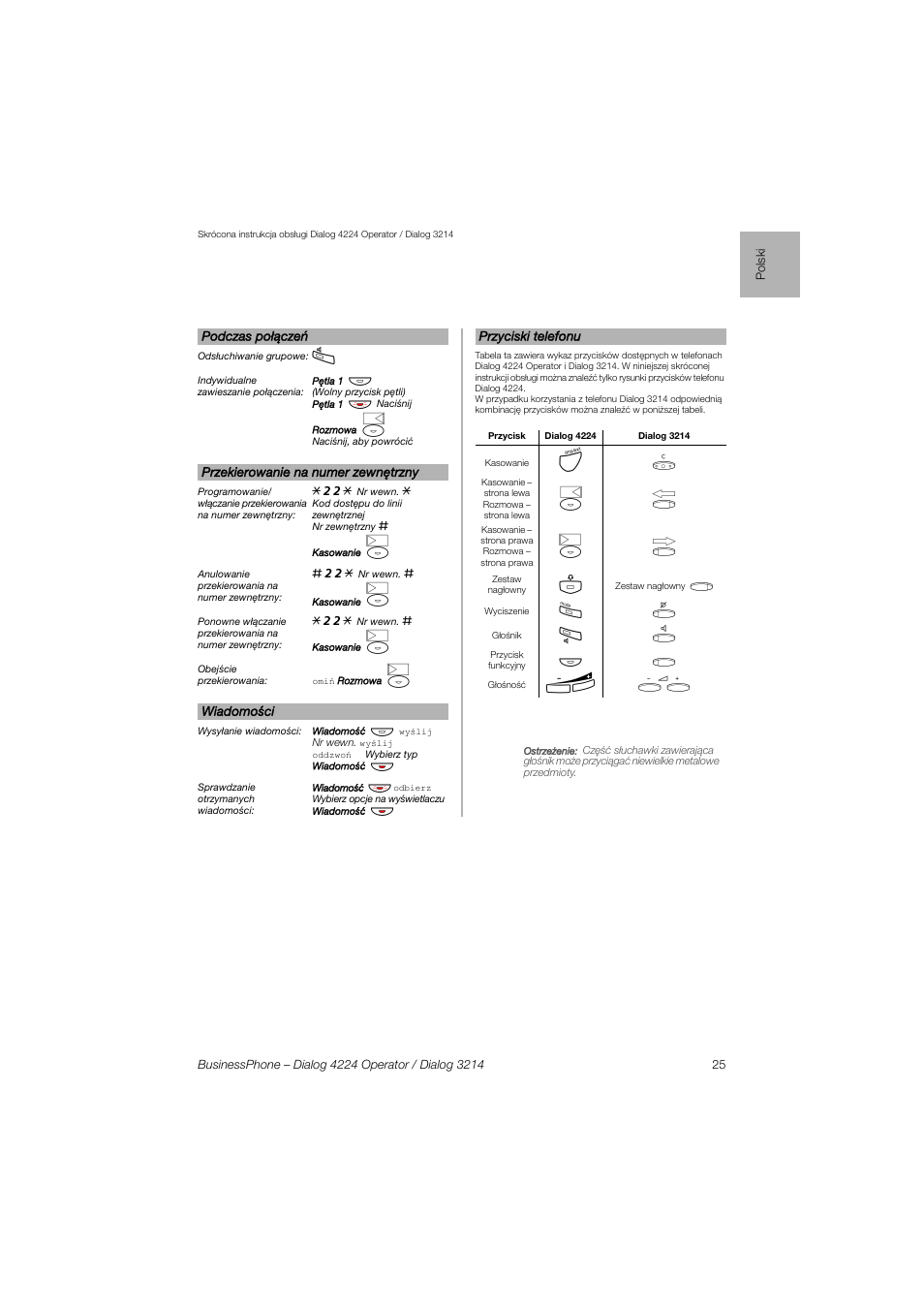 AASTRA 4224 Operator for BusinessPhone Quick Reference Guide User Manual | Page 25 / 40