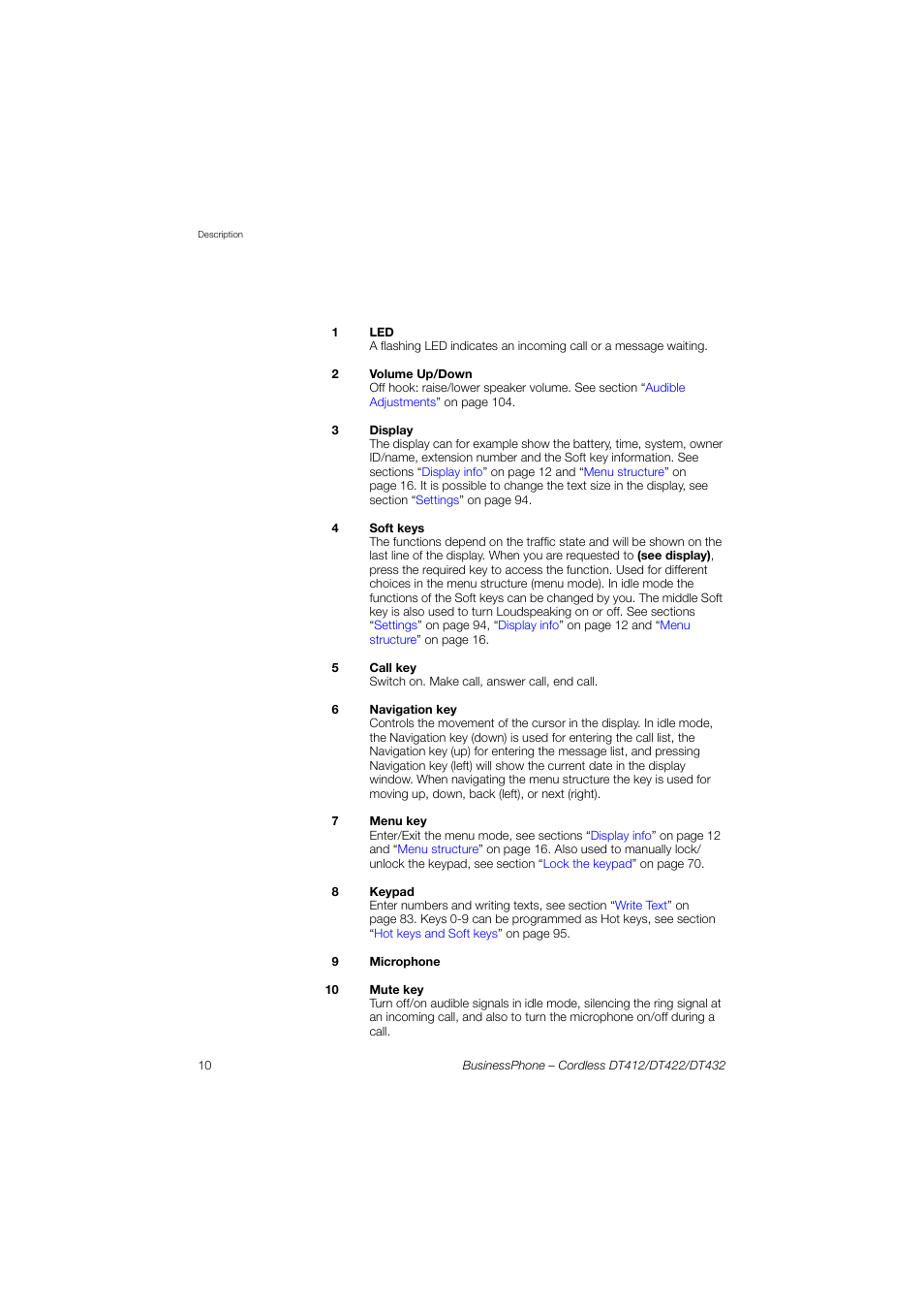 AASTRA DT4x2 for BusinessPhone User Guide EN User Manual | Page 10 / 130
