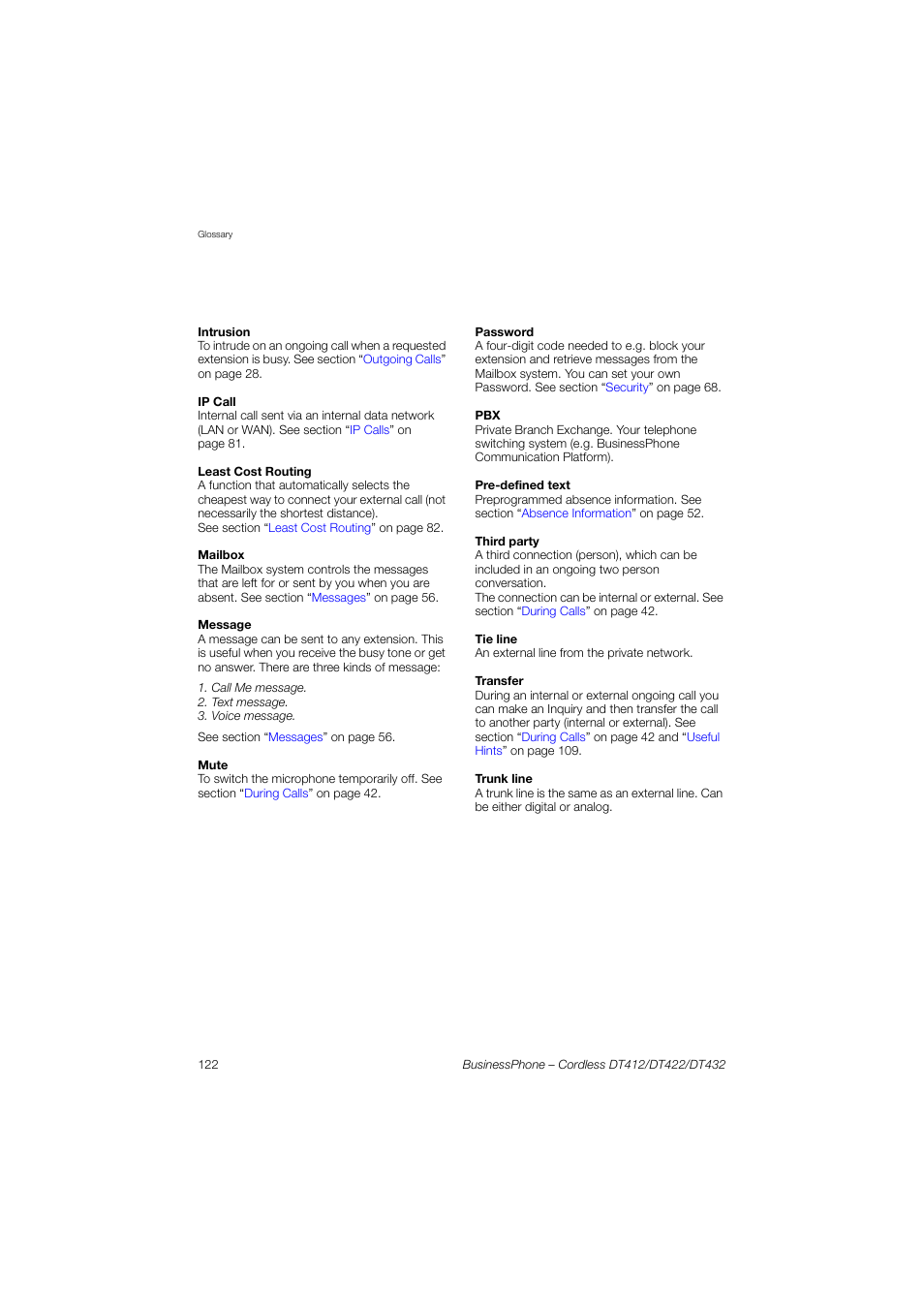 AASTRA DT4x2 for BusinessPhone User Guide EN User Manual | Page 122 / 130