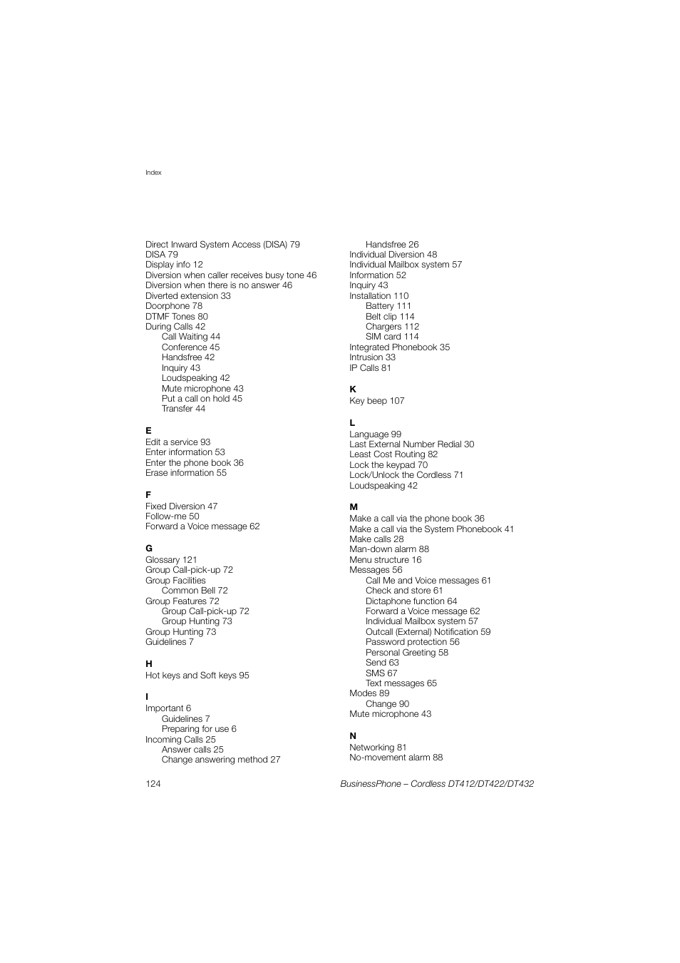 AASTRA DT4x2 for BusinessPhone User Guide EN User Manual | Page 124 / 130