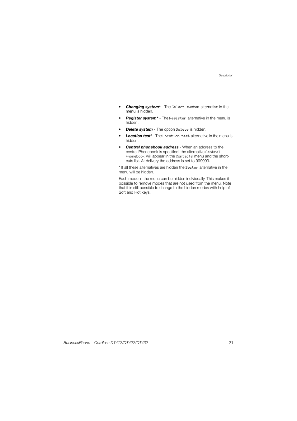 AASTRA DT4x2 for BusinessPhone User Guide EN User Manual | Page 21 / 130