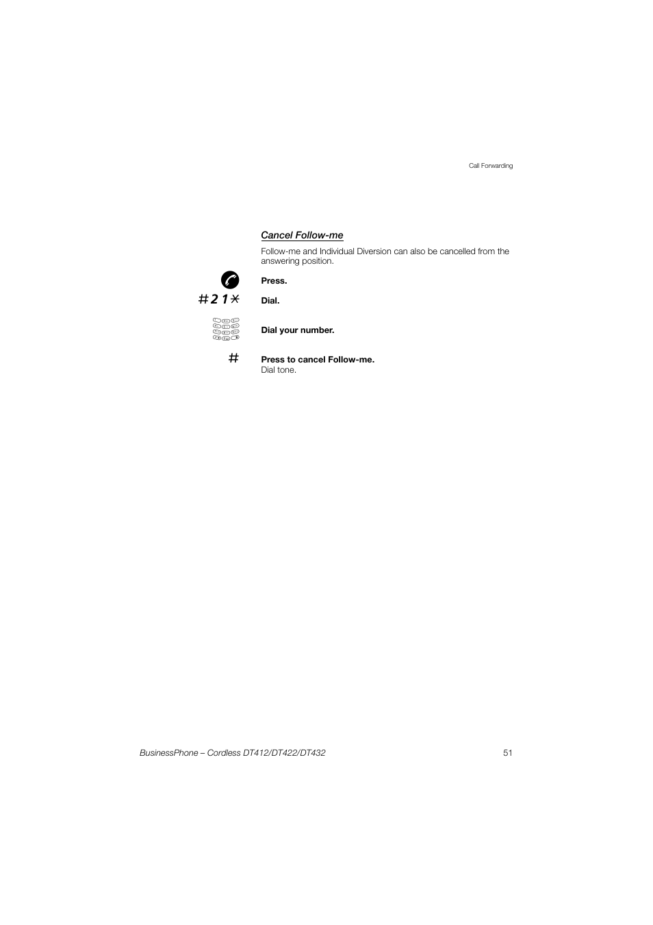 Cancel follow-me | AASTRA DT4x2 for BusinessPhone User Guide EN User Manual | Page 51 / 130
