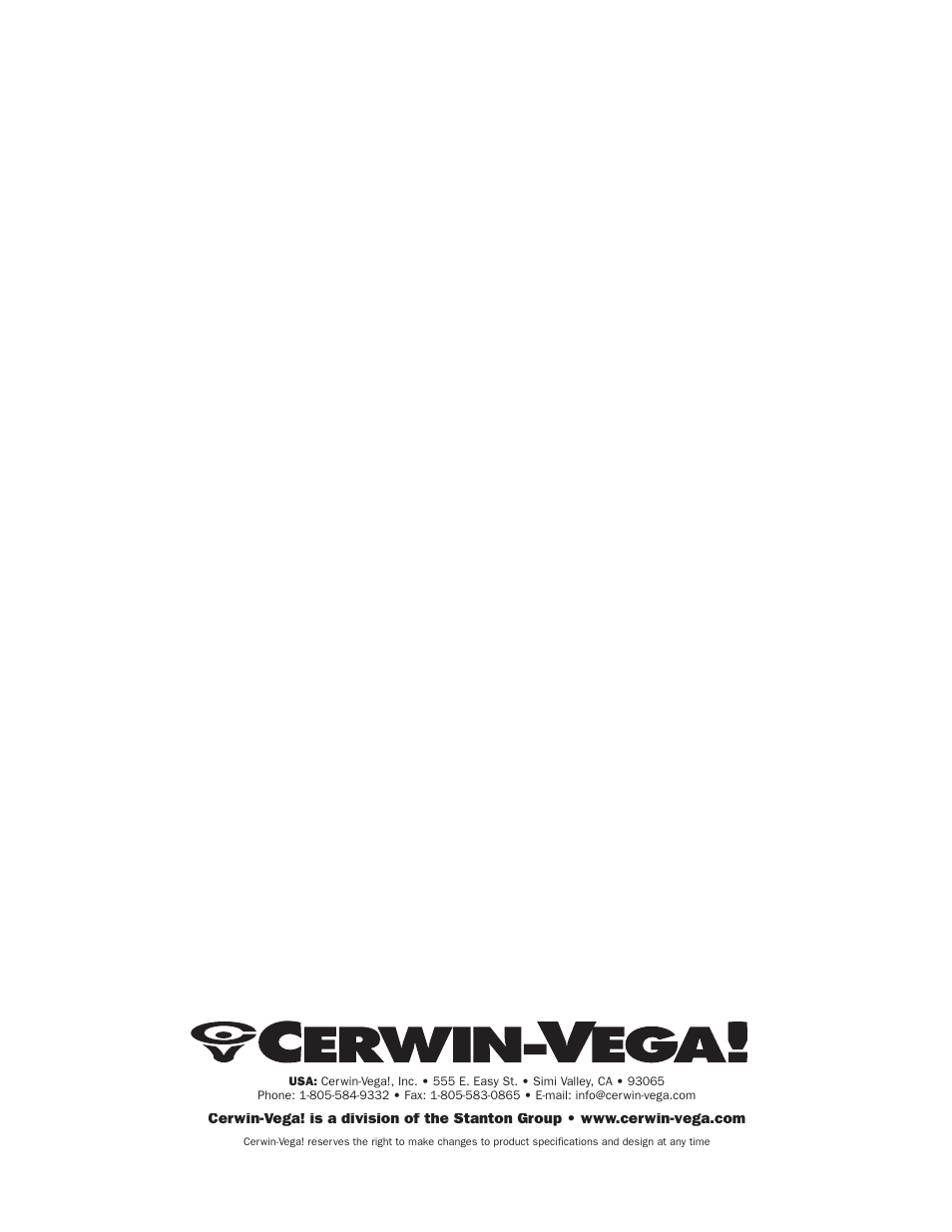 Cerwin-Vega CLASSIC Series Manual User Manual | Page 8 / 8