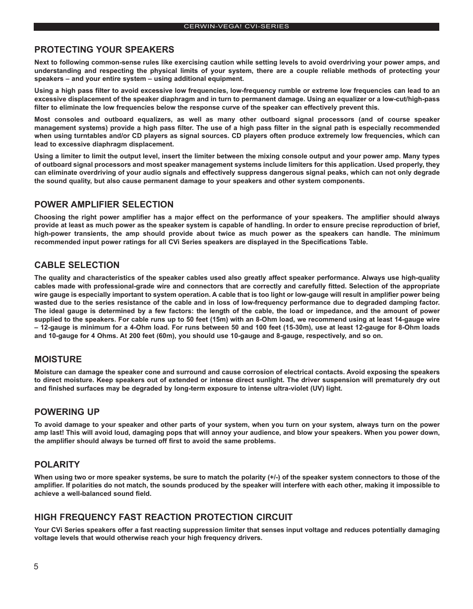 Cerwin-Vega CVi Series Manual multi User Manual | Page 6 / 12