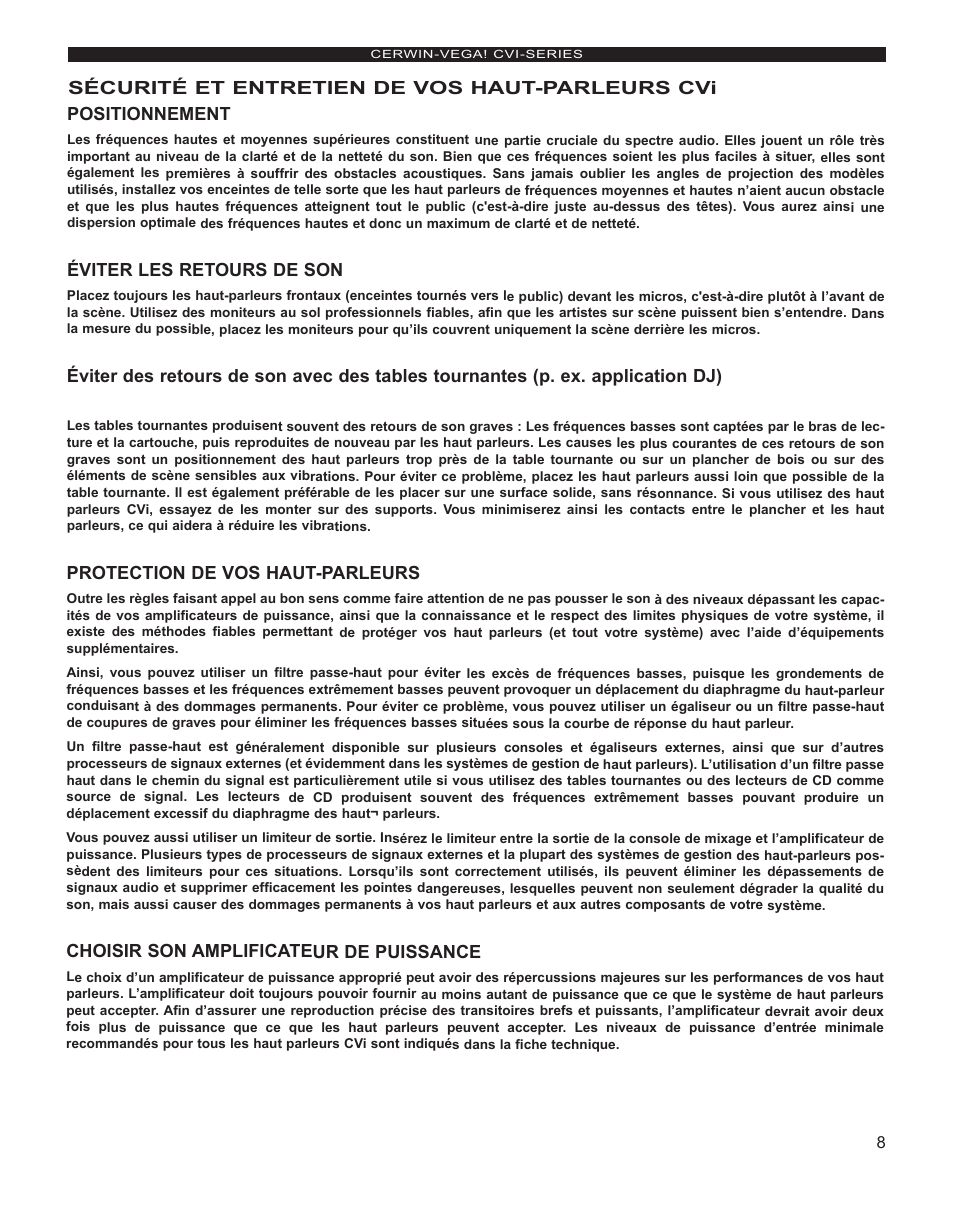 Cerwin-Vega CVi Series Manual multi User Manual | Page 9 / 12