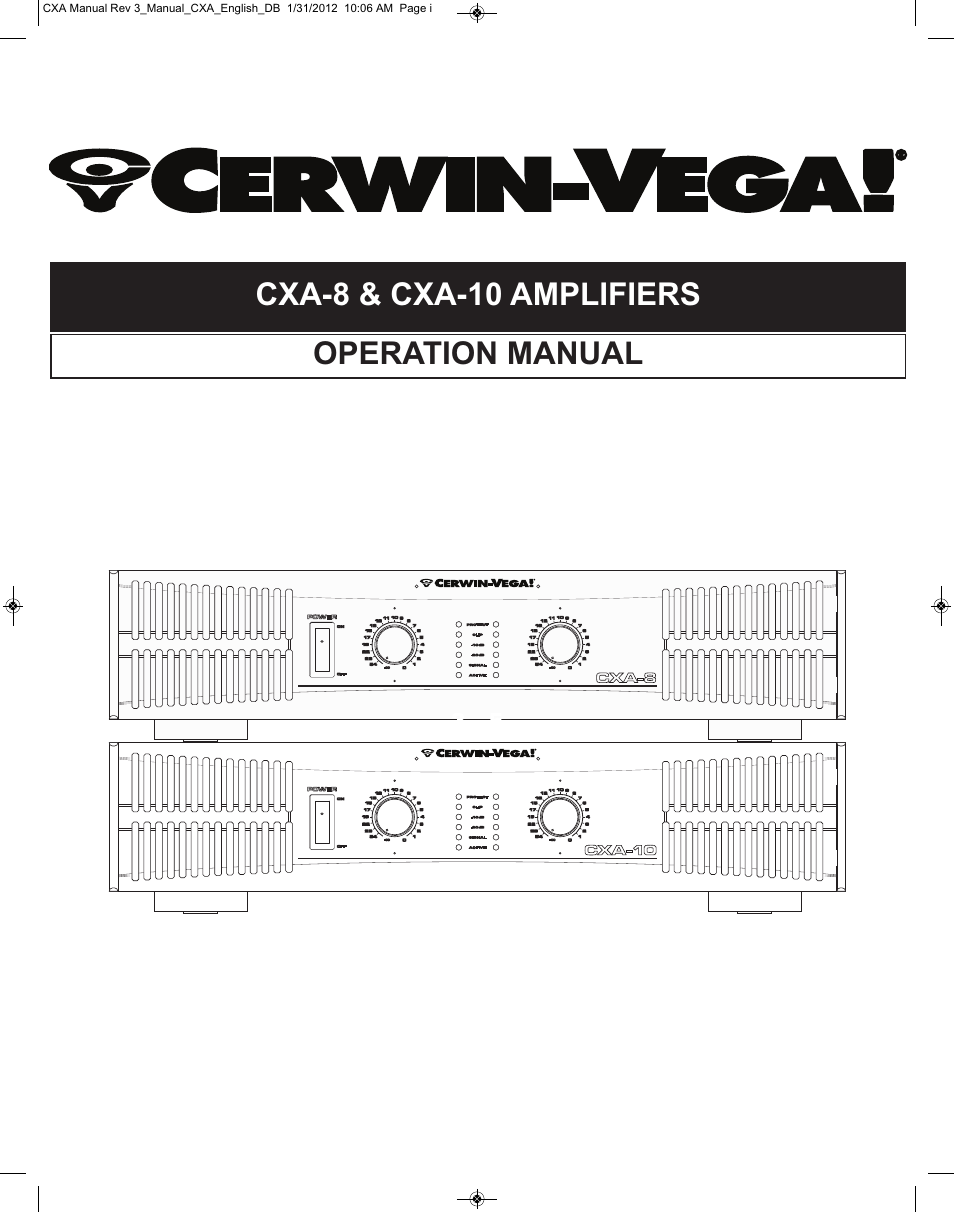 Cerwin-Vega CXA-10 Manual User Manual | 9 pages