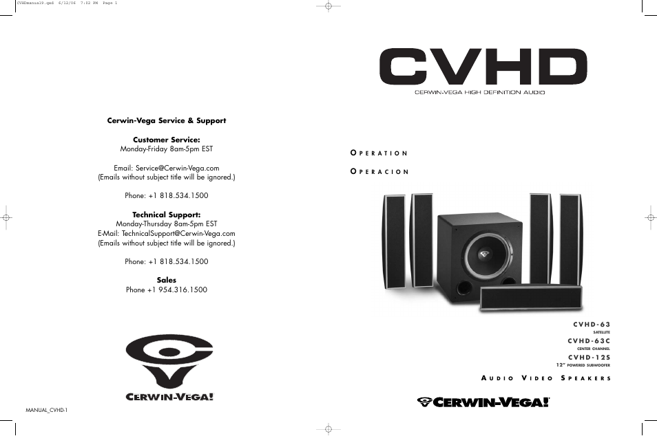 Cerwin-Vega CVHD 2.1 Manual multi User Manual | 6 pages