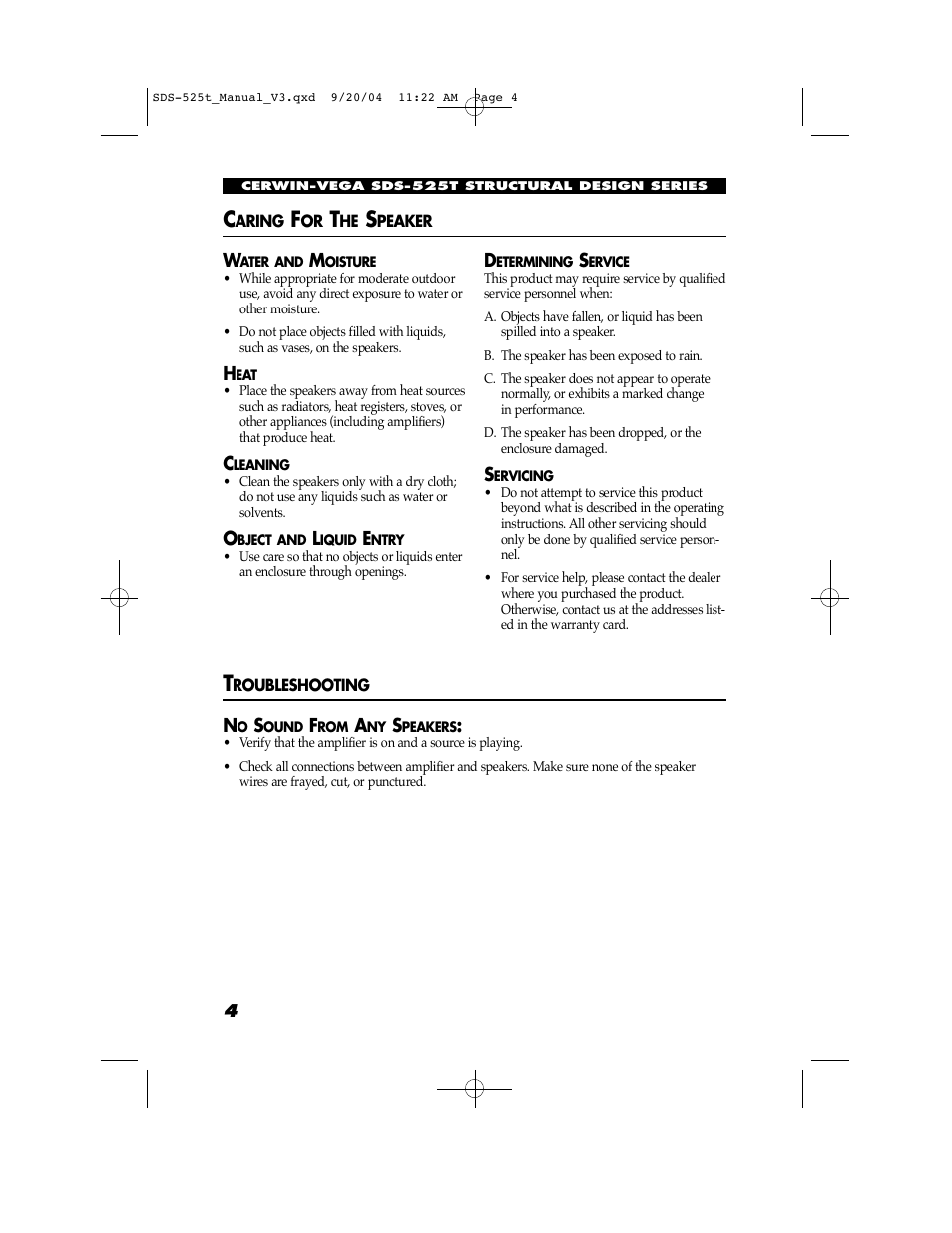 Cerwin-Vega SDS-525 Manual User Manual | Page 4 / 6